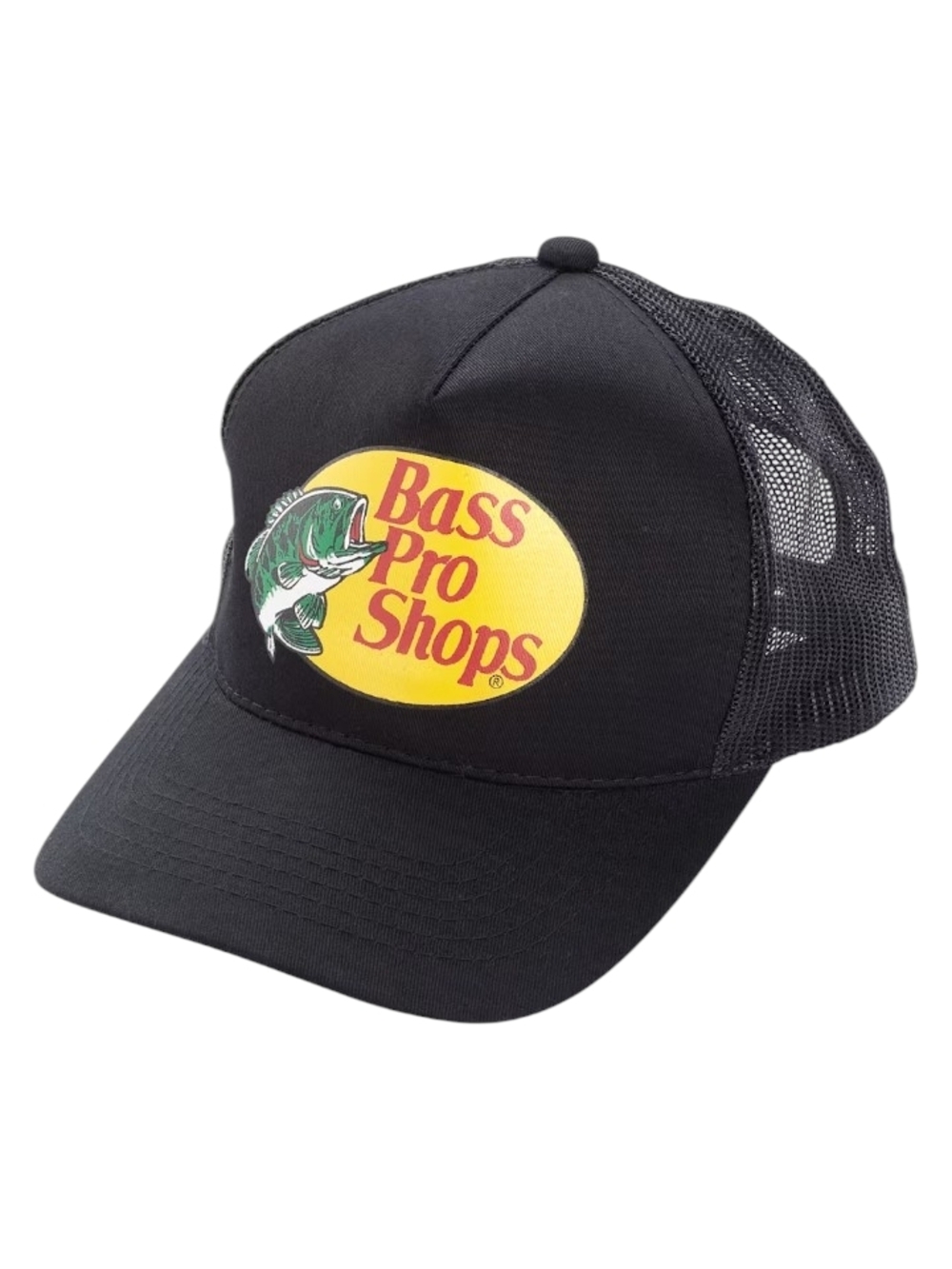 Bass Pro Shops Black Trucker Hat with Yellow Logo